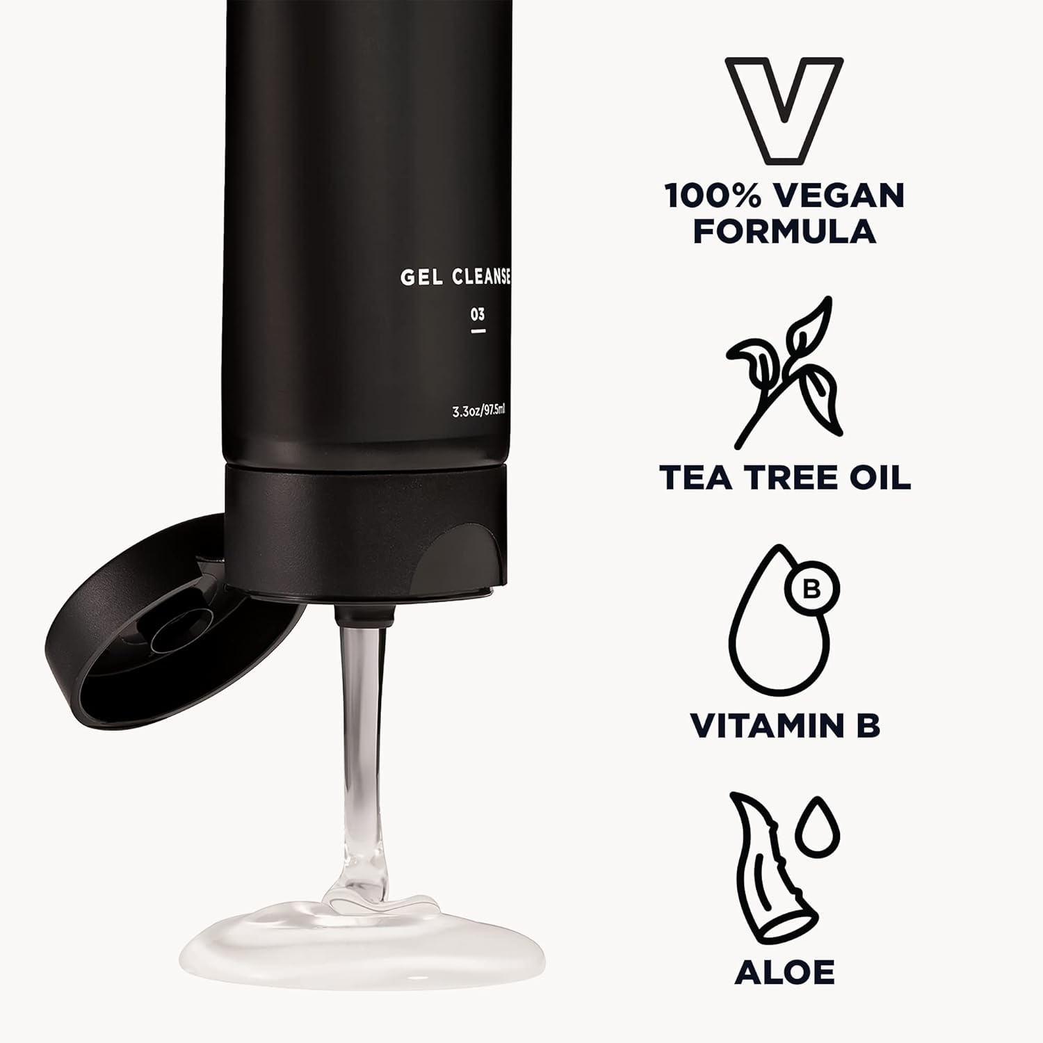 Stryx Gel Facial Cleanser and Face Wash for Men - Formulated to Remove Daily Cosmetics, Skincare Products, Dirt & Grime - Soothing & Nourishing Aloe Vera, Vitamin B & Tea Tree Oil for Refreshed Skin