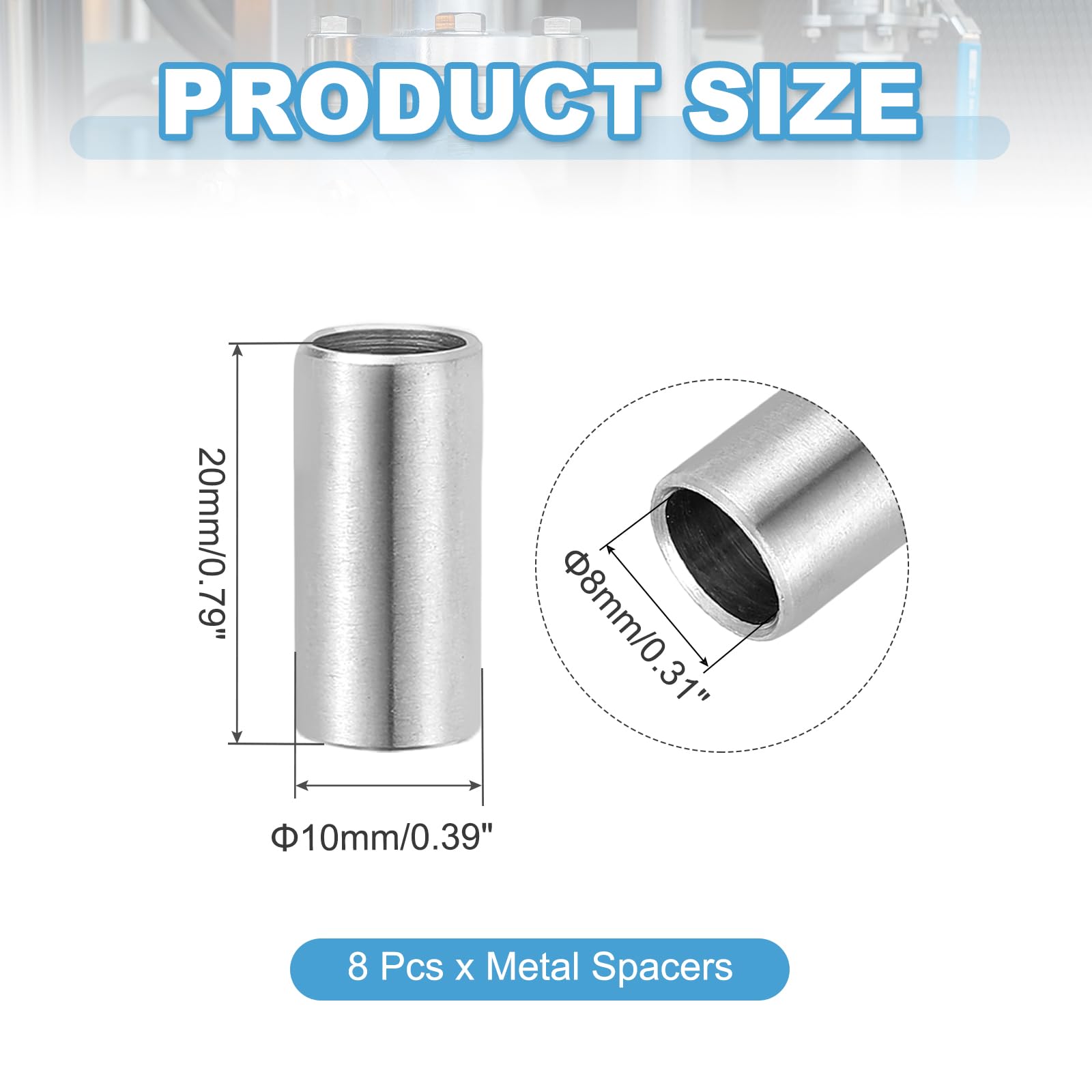 PATIKIL 8 Pcs Stainless Steel Spacers - Image 2