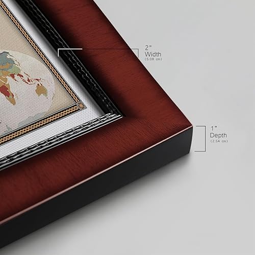 Miniatura 4 de Renditions Gallery Arte de pared de mapa del mundo colorido en lienzo con marco de caoba, mapa de viaje para colgar en la pared con pines de presión