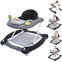 Vista 9 de Andador de bebé plegable 5 en 1, Andador de bebé con actividad - Saltarín para bebé, balancín, centro de actividades, asiento y andador con empuje