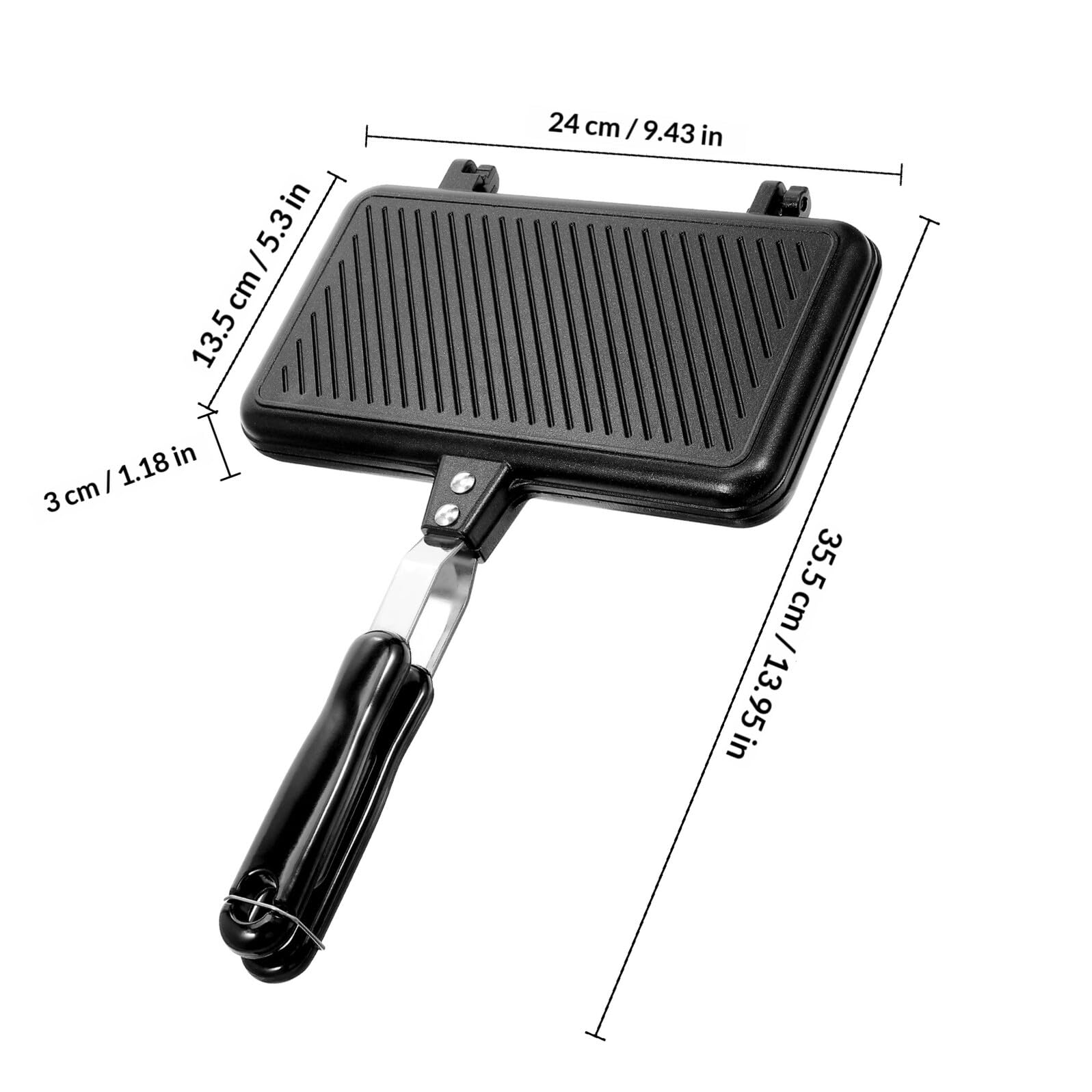 VICASKY Doppelseitige Antihaft sandwichpfanne aus Wendepfanne mit Ergonomischem Griff Vielseitig für Frühstück und Toast Robuste Backform für Gesunde Küche zu Hause