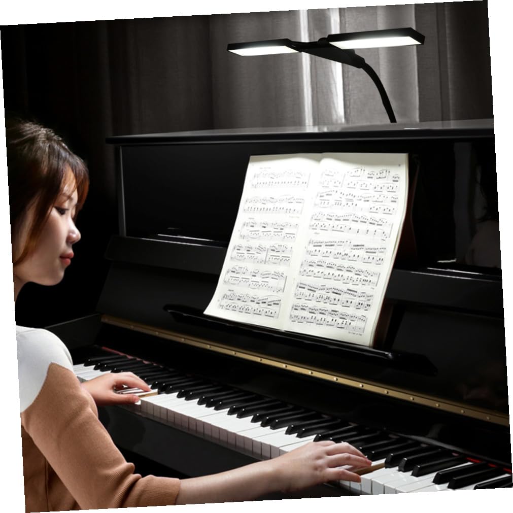 iplusmile Lampe de Pupitre pour Instrument à Clavier LED Alimentation Double Mode USB et Piles, Matériau Abs et Fer, Lumière Douce pour Protection des Yeux, Clip Réglable pour Musique
