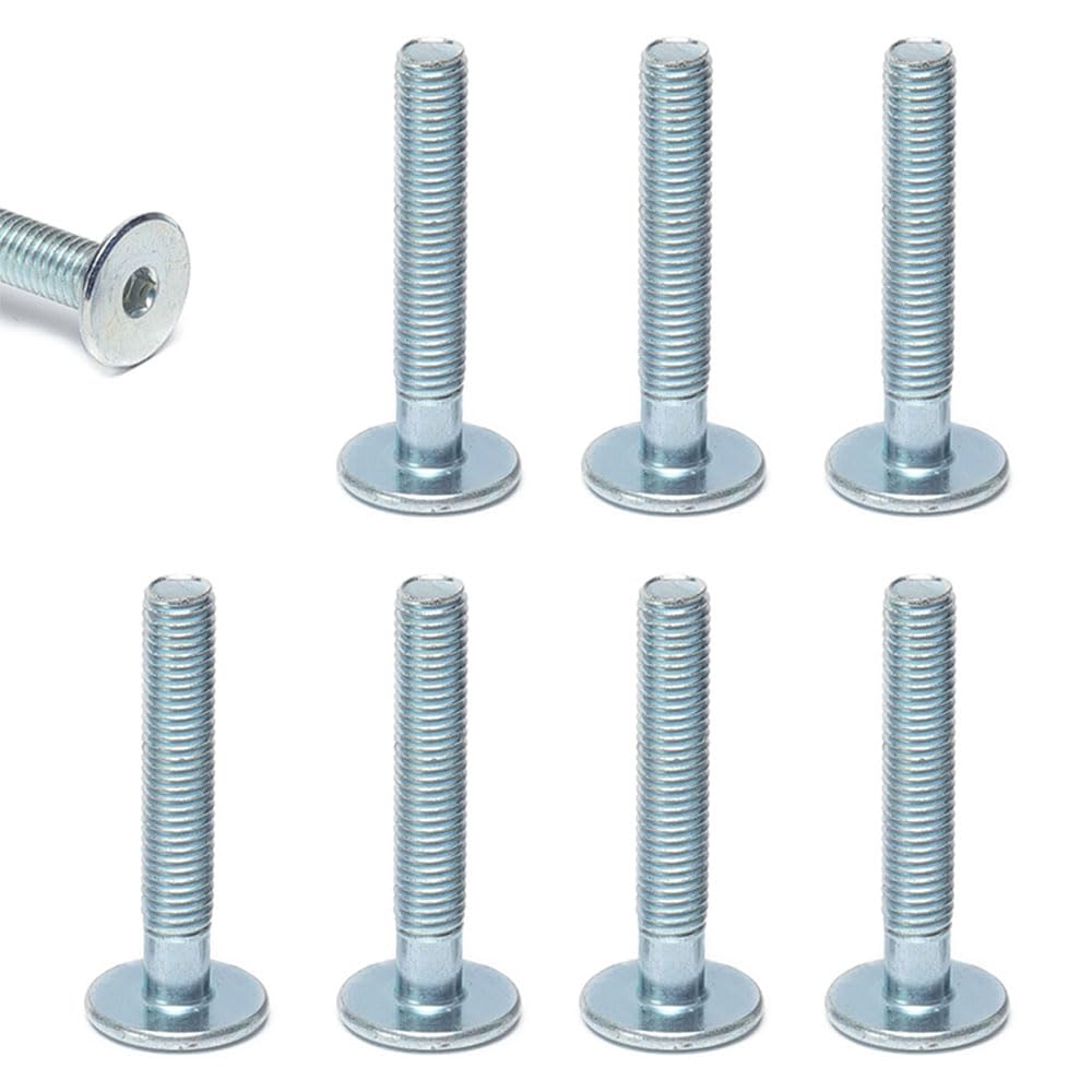 M10 x 60mm Furniture Connector Bolt with Flat Head and Hex Drive | Hexagon Head Connector Fastener (32)