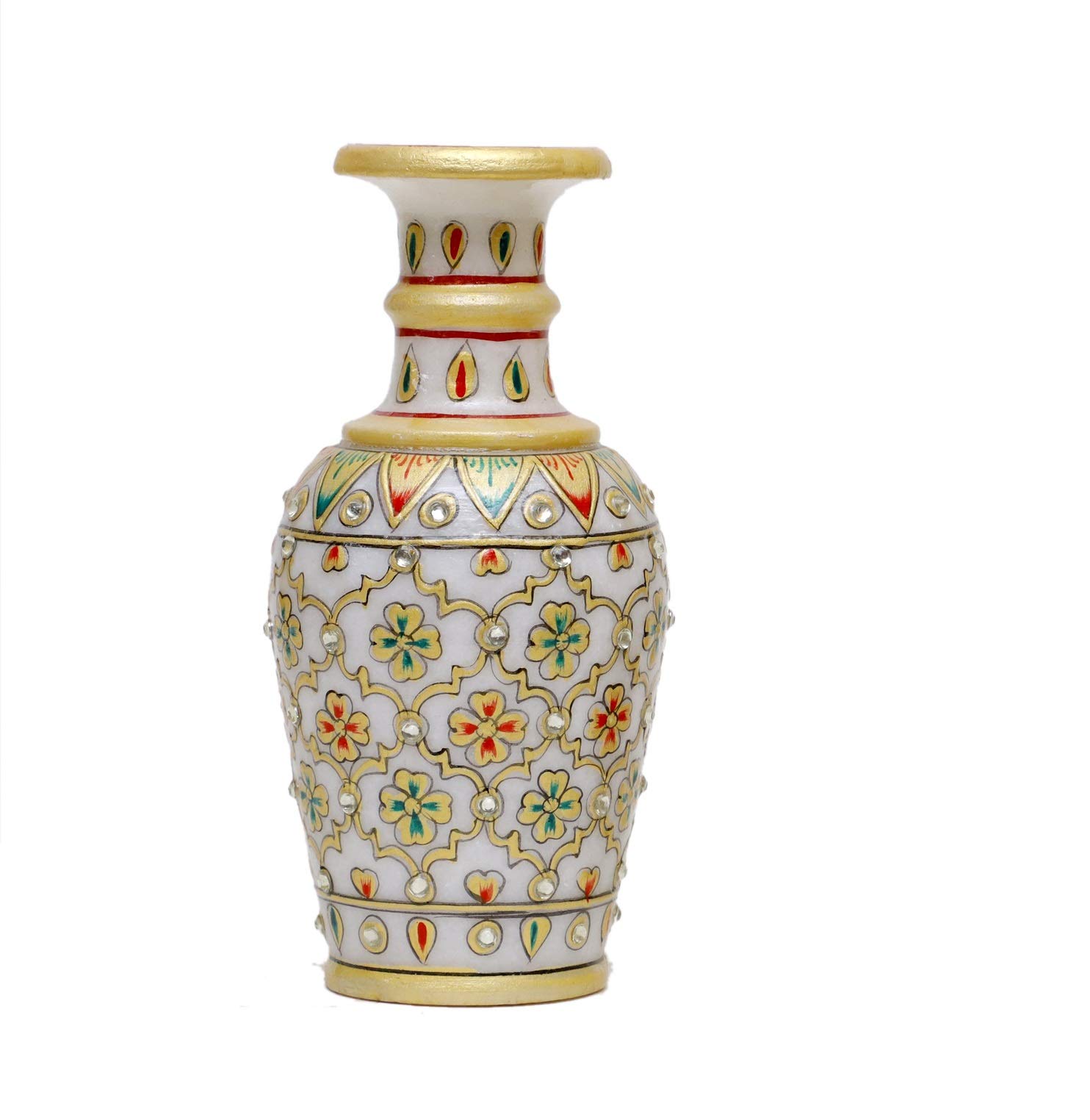 Anjali Arts Designer Decorative Marble Flower Vase | Round Shape Jaal Meenakari Hand Painted Work Showpiece Vases for Home Decoration (Multicolor, 7.5x7.5x15 cm) 6 Inch (B08DCRH5T9) Amazon Price History, Amazon Price Tracker