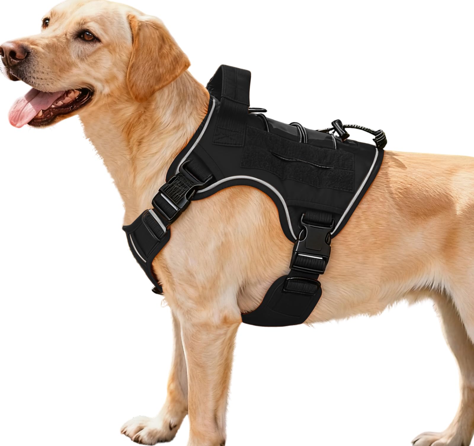 Heavy-Duty Tactical Dog Harness for Large Dogs, No Pull Adjustable Reflective Pet Vest with Molle System, K9 Military-Grade Control for Service