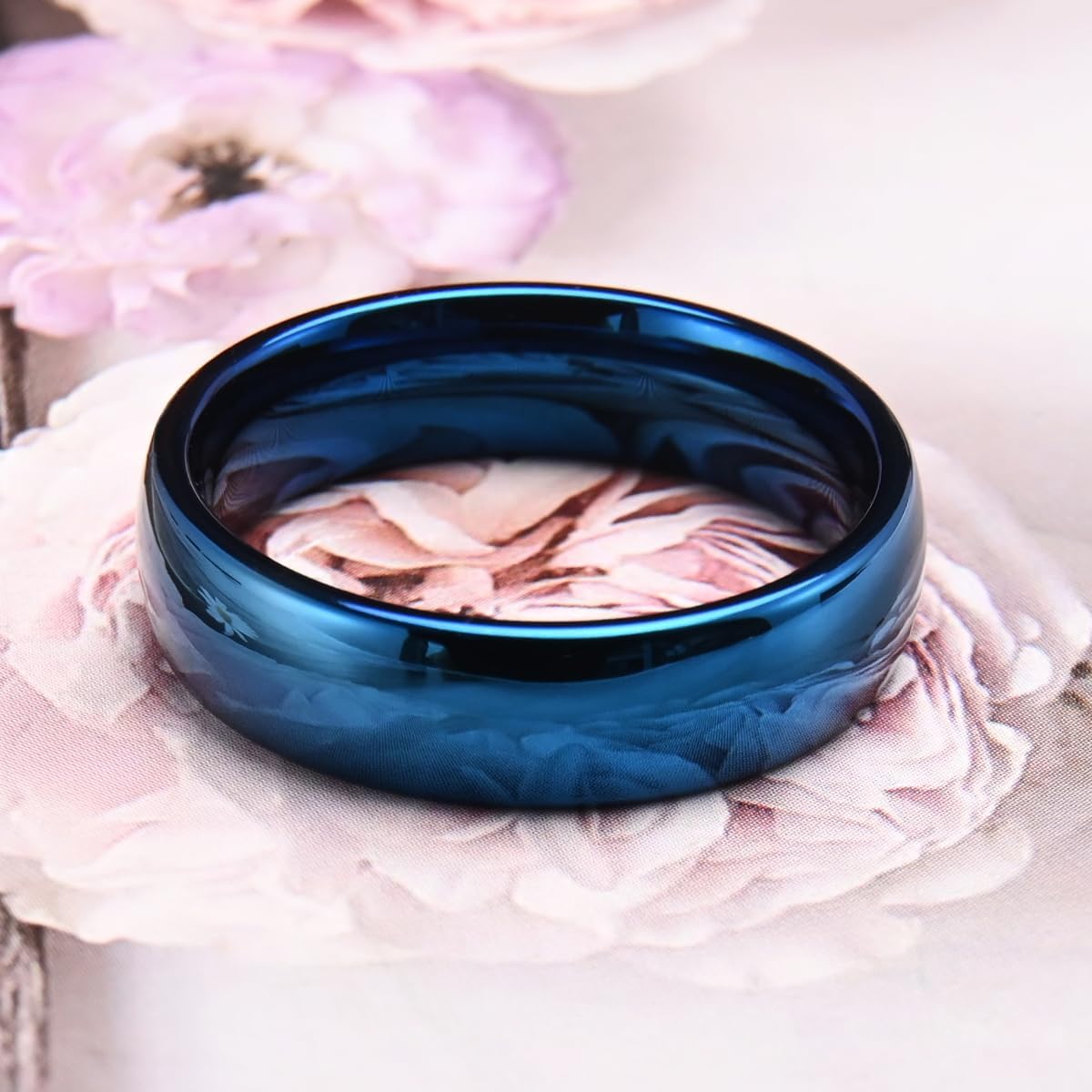 Golden/Blue Tungsten Rings for Men and Women 8mm/6mm/4mm/2mm Men's Engagement Wedding Bands Domed High Polished - Image 4