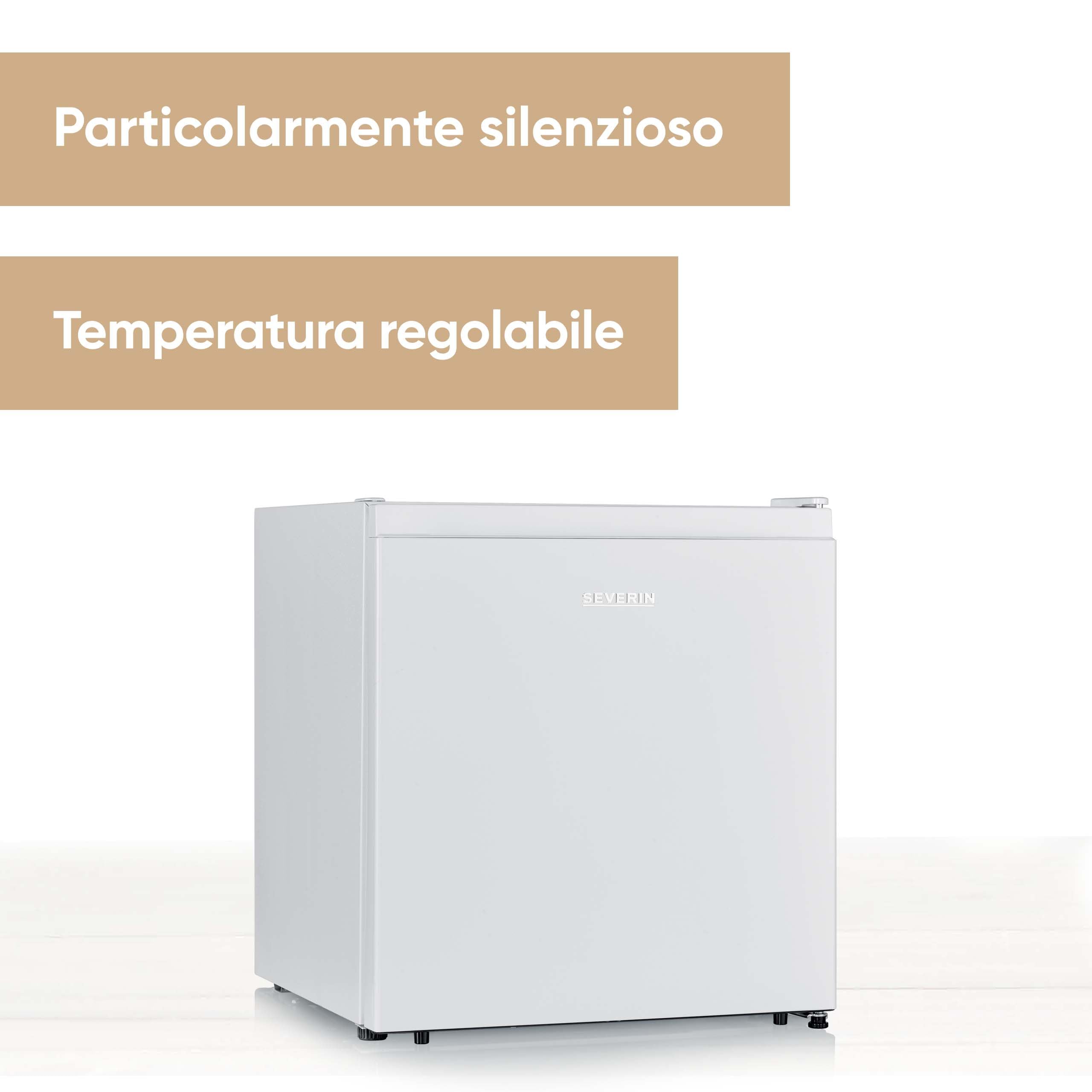 SEVERIN Mini Frigo Bianco, 45 Litri, Scomparto Freddo 6L, Silenzioso (40 dB), Compressore, Classe E, Porta Reversibile, Portabottiglie 2L, 50,0 x 44,5 x 46,8 cm - KB 8884