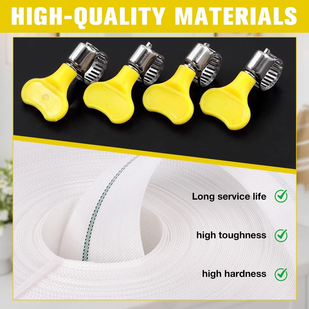 20 M Tuyau Refoulement Plat 25 MM Tuyau Plat Flexible En Tissu Tuyau D'Incendie Avec 4 Colliers De Serrage Tuyaux De Vidange Pour Pompe Submersible Et Pompe À Eau Sale