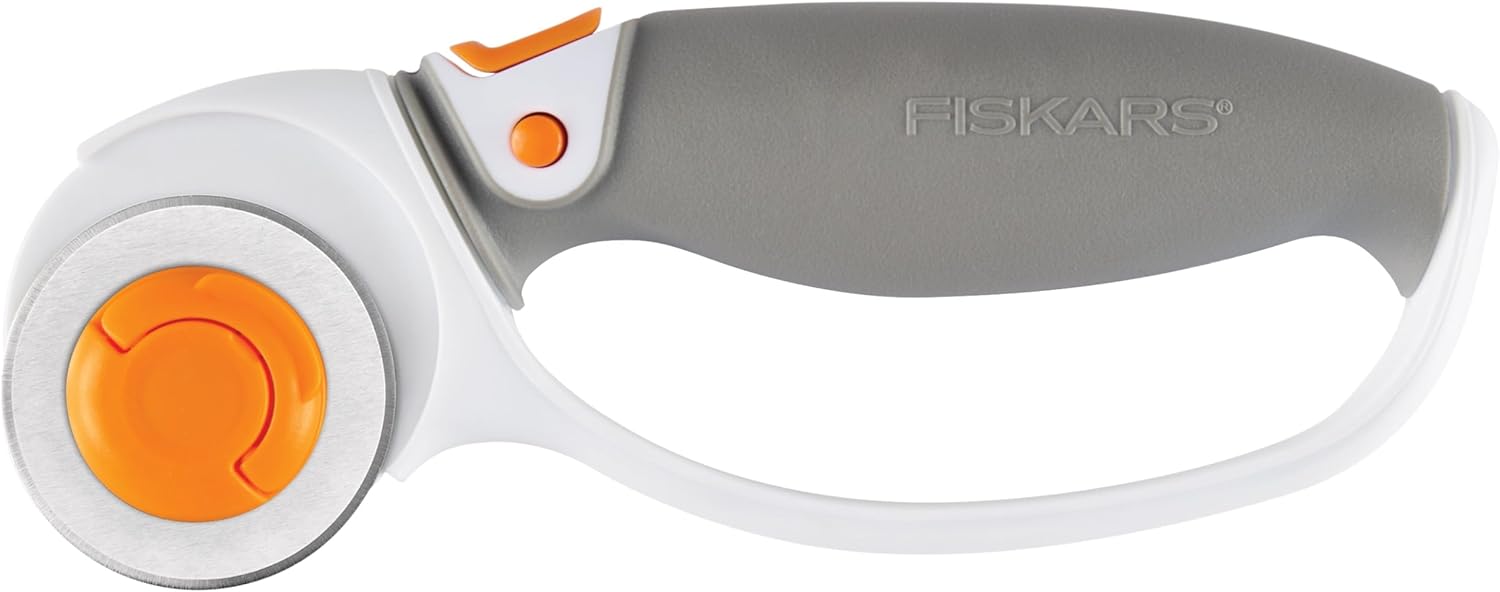 Fiskars 45mm EasyChange Rotary Cutter for Fabric - Titanium Rotary Cutter Blade - Craft Supplies - Crafts, Sewing, and Quilting Projects - White/Gray