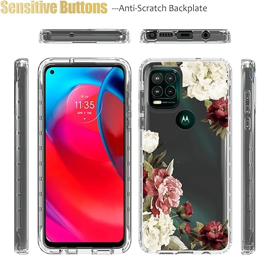 Miniatura 5 de Funda para Moto G Stylus 5G 2021 XT2131DL con protector de pantalla de vidrio templado, cuerpo completo, a prueba de golpes, transparente, patrón