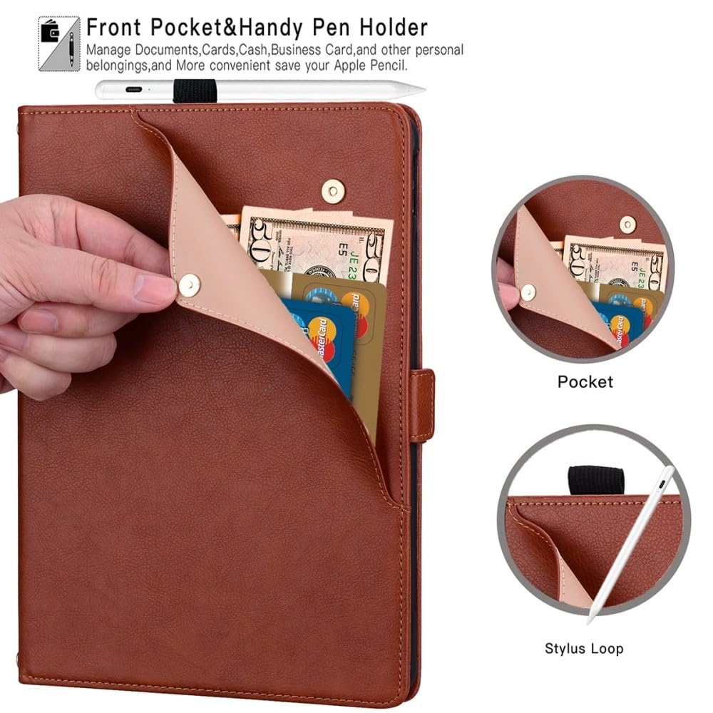 Generic Funda compatible con iPad de 9ª generación 10.2 2021 (color: azul oscuro) con tapa abatible de cuero de primera calidad con función atril
