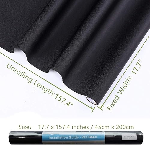 Vista 7 de VELIMAX Static Cling Total Blackout Window Film Privacy Room Darkening Window Tint Black Window Cover 100% Light Blocking No Glue