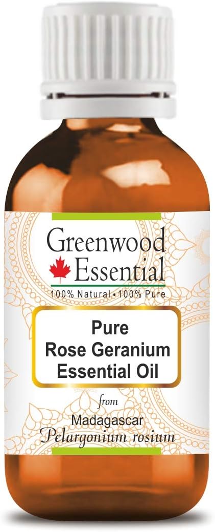 Greenwood Essential Pure Rose Geranium Essential Oil (Pelargonium roseum) Steam Distilled 5ml (0.16 oz)