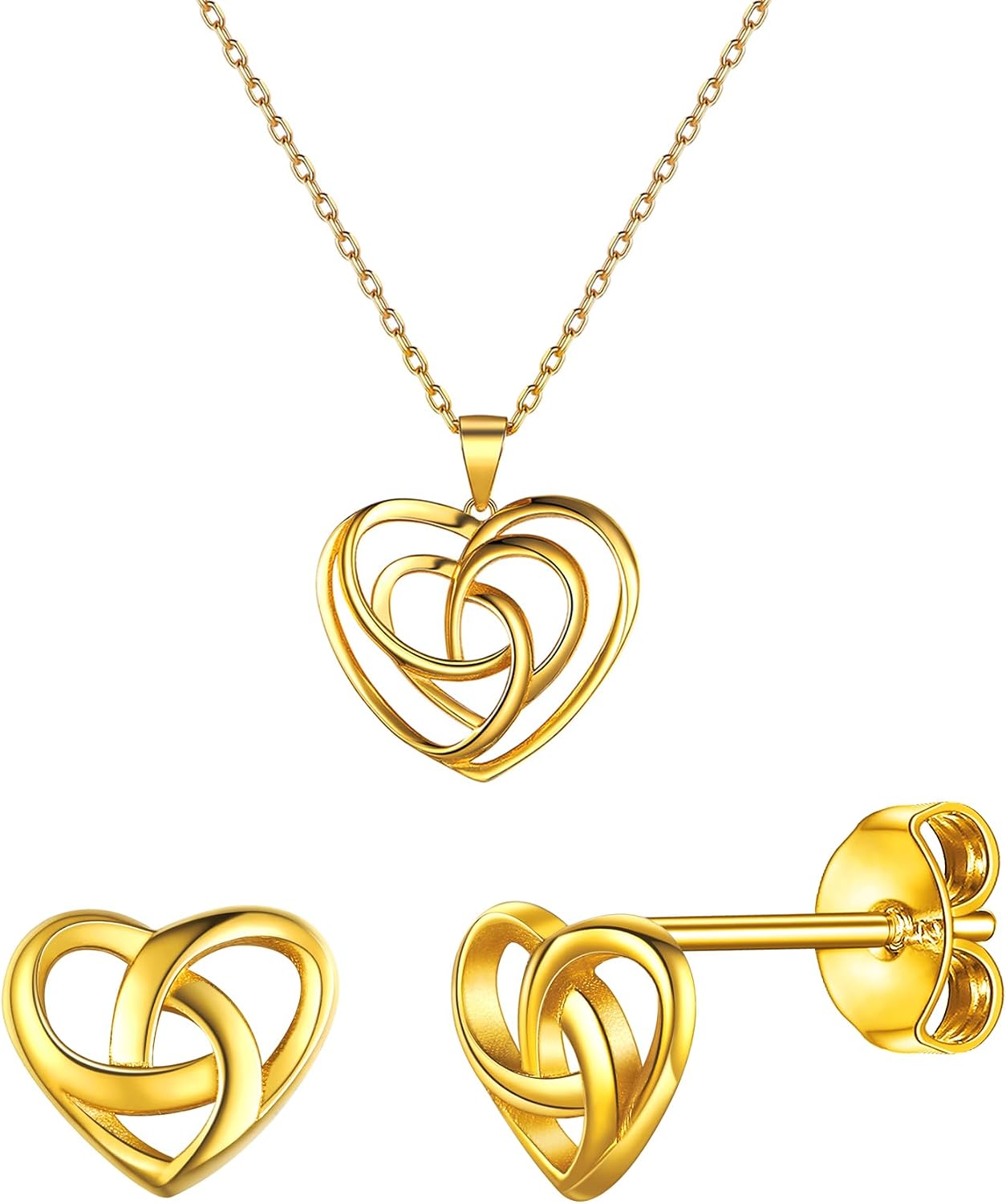 ChicSilver 925 Sterling Silver Celtic Knot Jewelry Set, Dainty Celtic Knot Stud Earrings and Necklace Set for Women (with Gift Box)