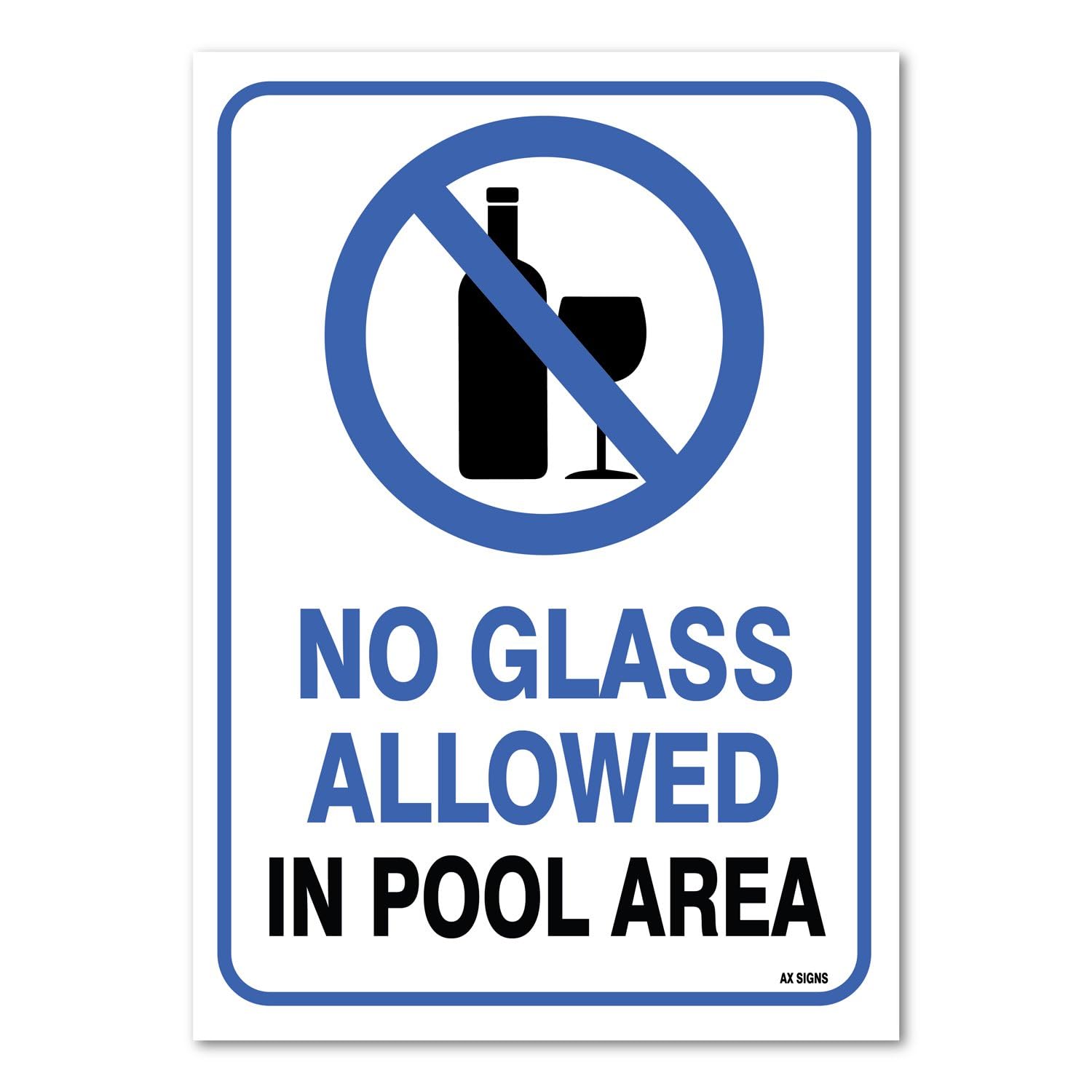 Yard Sign Pool Signs - No Glass Allowed in Pool Area Sign - Pool Rules - 12x8 Inches Inch Aluminum Metal Sign, Indoor and Outdoor Use, Rust Free, Waterproof