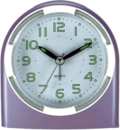 YangHaoDiSY Réveil analogique à quartz radio-piloté avec fonction snooze, aiguilles lumineuses pour chambre à coucher, violet, 9,6 x 6,56 x 10,4 cm