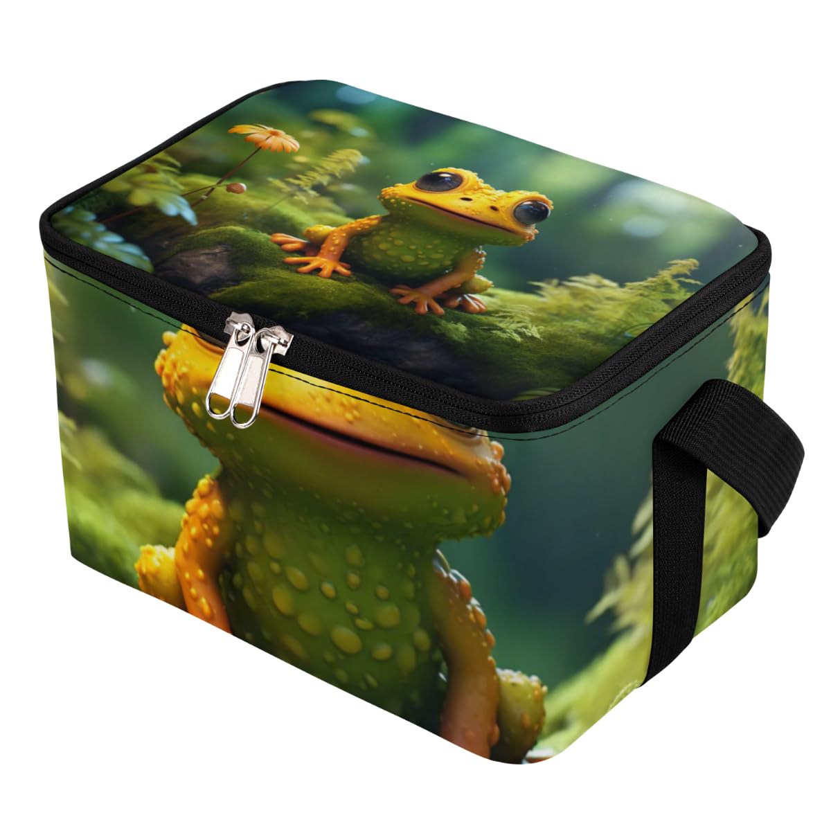Lunch Bags for Women Men 9 Cans,Cute Frog Hot & Cold Food Delivery Bag Insulated Grocery Bag Insulated Lunch Box Green Frog Cooler Bag for Office Work Picnic Beach