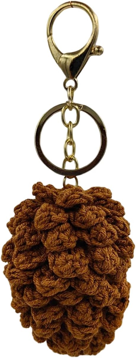 CHEZBABY Handmade Crochet Cute Bag Charm Key Chain Car Keyring Handbag Cute Purse Charm Pendant for Man and Women