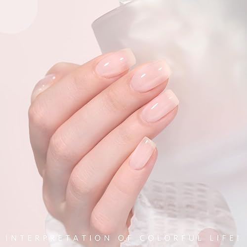 Miniatura 4 de GAOY Esmalte de uñas de gel rosa claro, 0.5 fl oz, 2 colores 1352 1482 gelatina blanco lechoso translúcido, juego de esmalte de gel UV para arte de