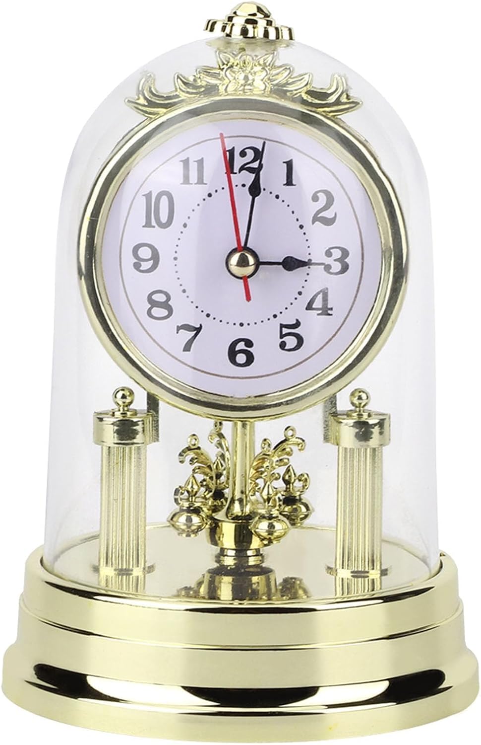 Vintage Table Clock, Retro Non Ticking European Style Beside Desk Clock Battery Operated Silent Quartz Movement Home Decor for Bedroom Living Room