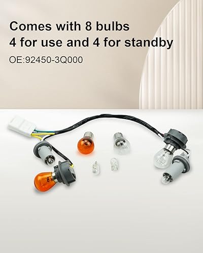 Miniatura 5 de 92450-3q000 92450 3q000 Lámpara trasera Arnés de cableado Soporte de enchufe con 8 bombillas halógenas, compatible con Hyundai Sonata 2011 2012 2013