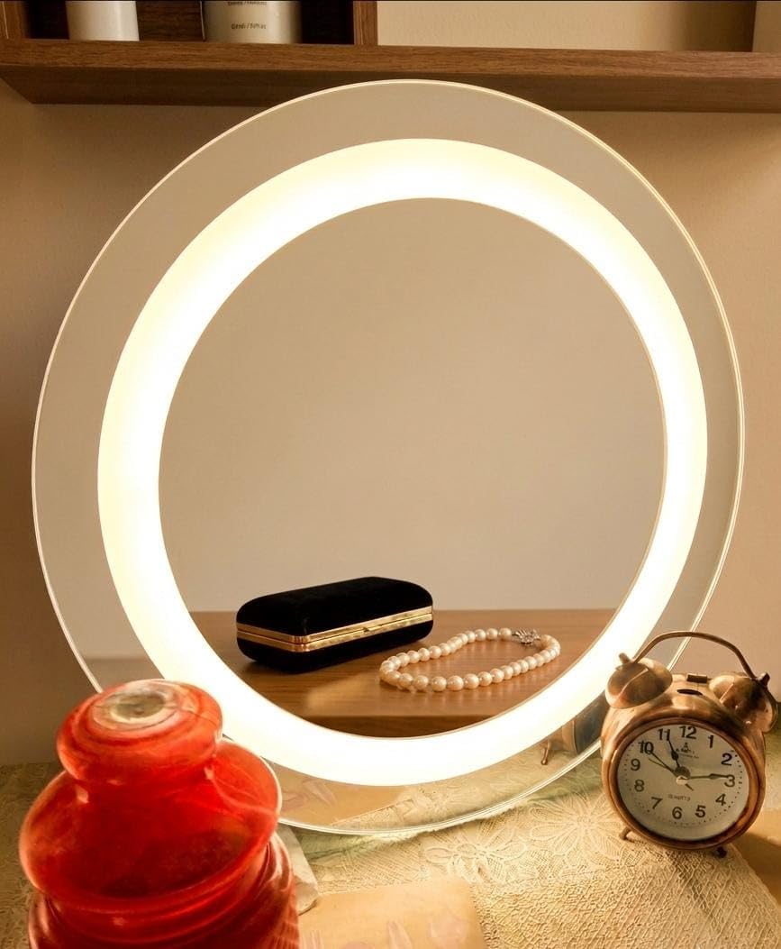 Luxury LED Round Mirror 16 Inch | Touch Sensor Bathroom Mirror | Wall Mounted Makeup Mirror | Bright White Light Decorative Mirror-image-29