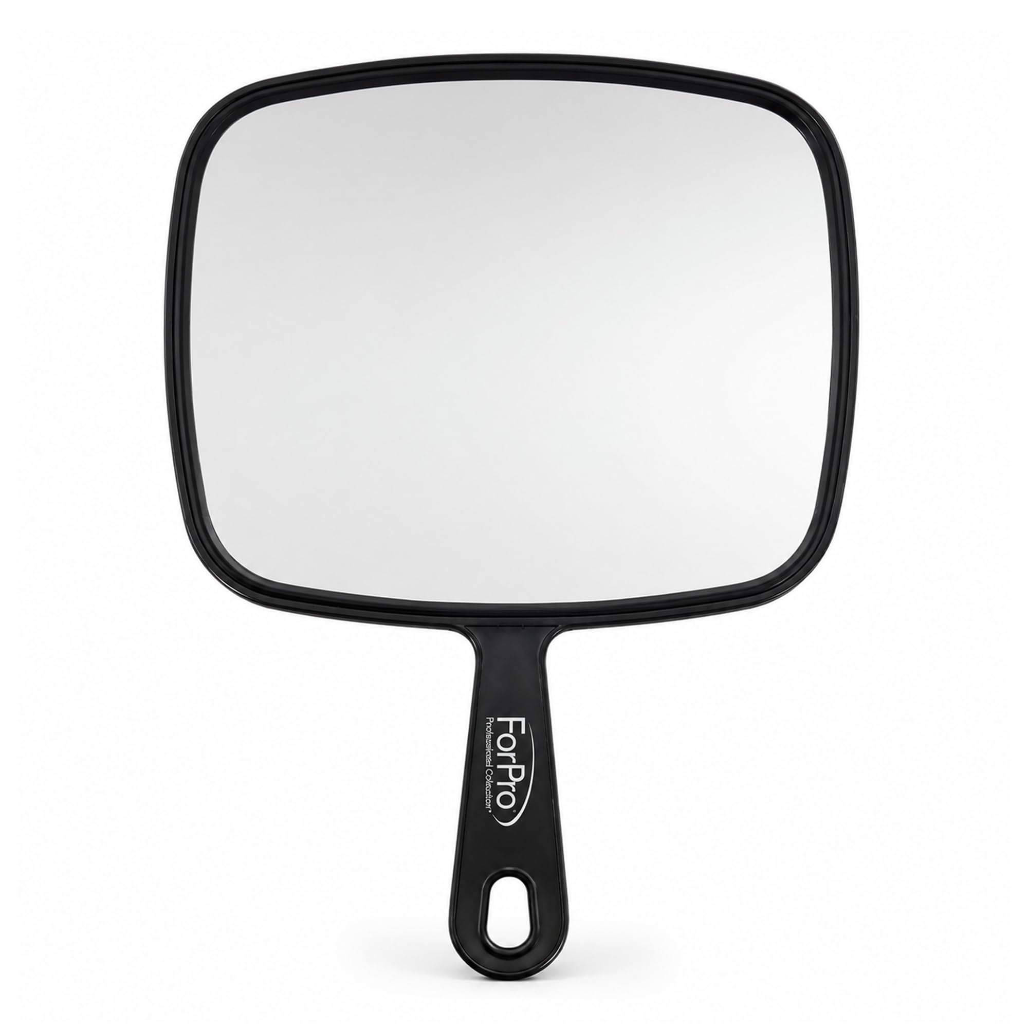 ForPro 12" L x 9" W Premium XL Hand Mirror w/Handle for Home &amp; Salon, Black