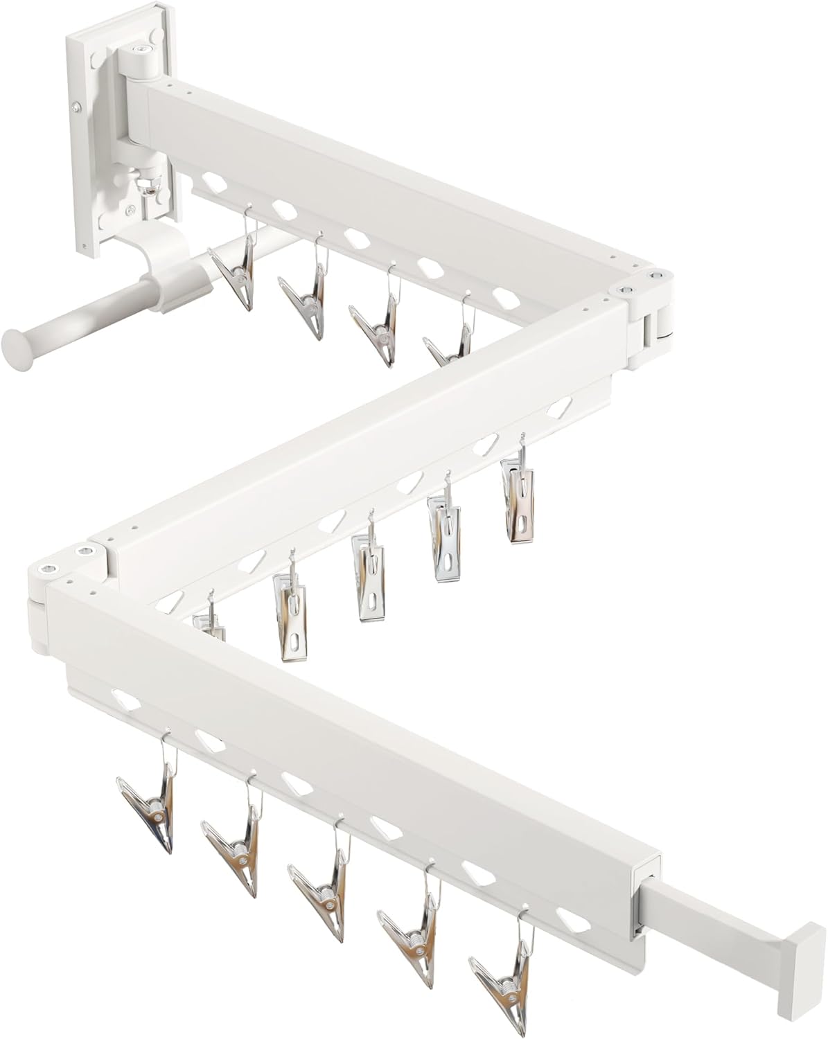 Clothes Drying Rack,Wall Mounted Laundry Rack,Drying Rack Clothing,Laundry Drying Rack Wall Mount,Retractable Clothes Rack,Collapsible,Windproof Holes,with Clips,Black Color