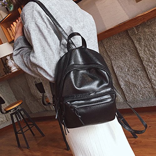 Heaven2017 Mochila de Couro – Preta