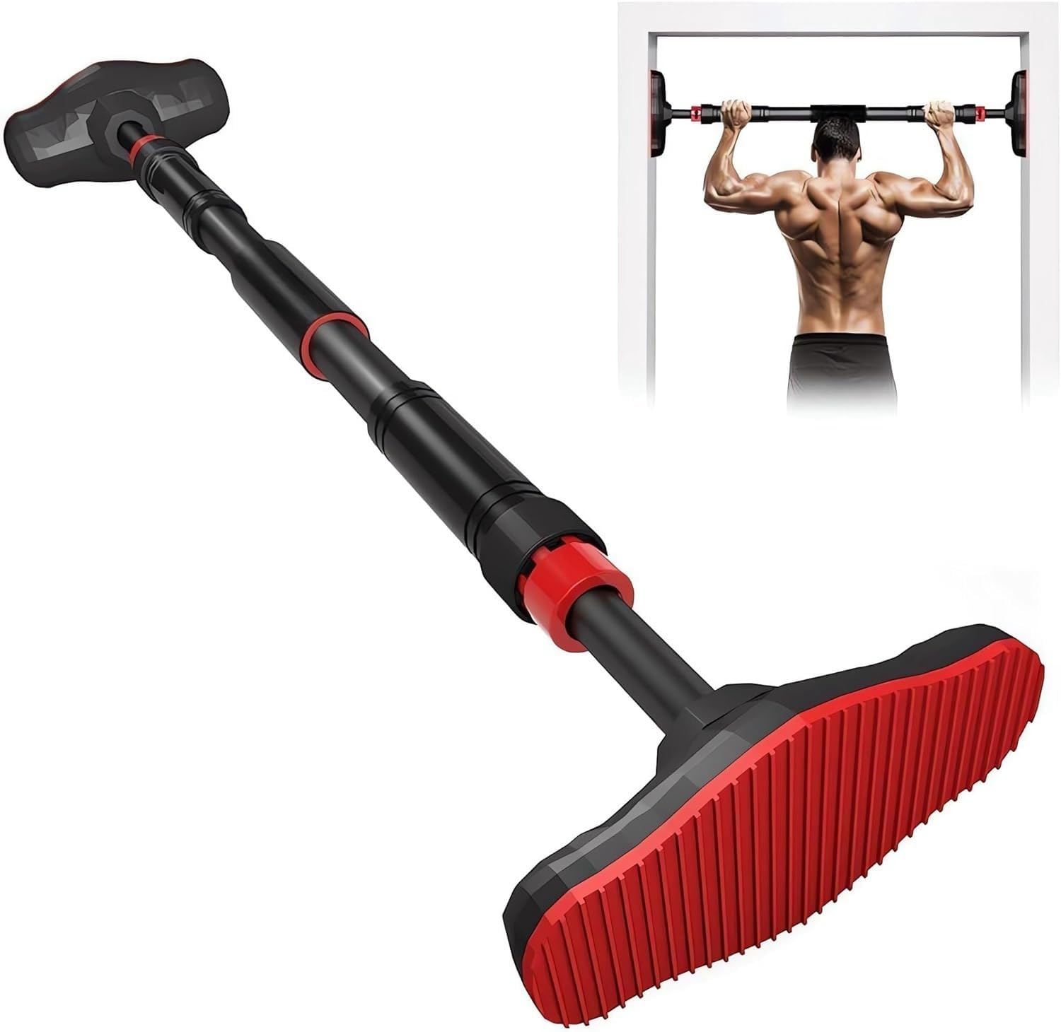 MASTON Pull Up Bar Door Frame NO screws + Exercise | Professional Chin Up with Padded Handles | Extra Wide Dip Workout Bars for Hanging in Doorway at Home without Drilling, Gym Fitness