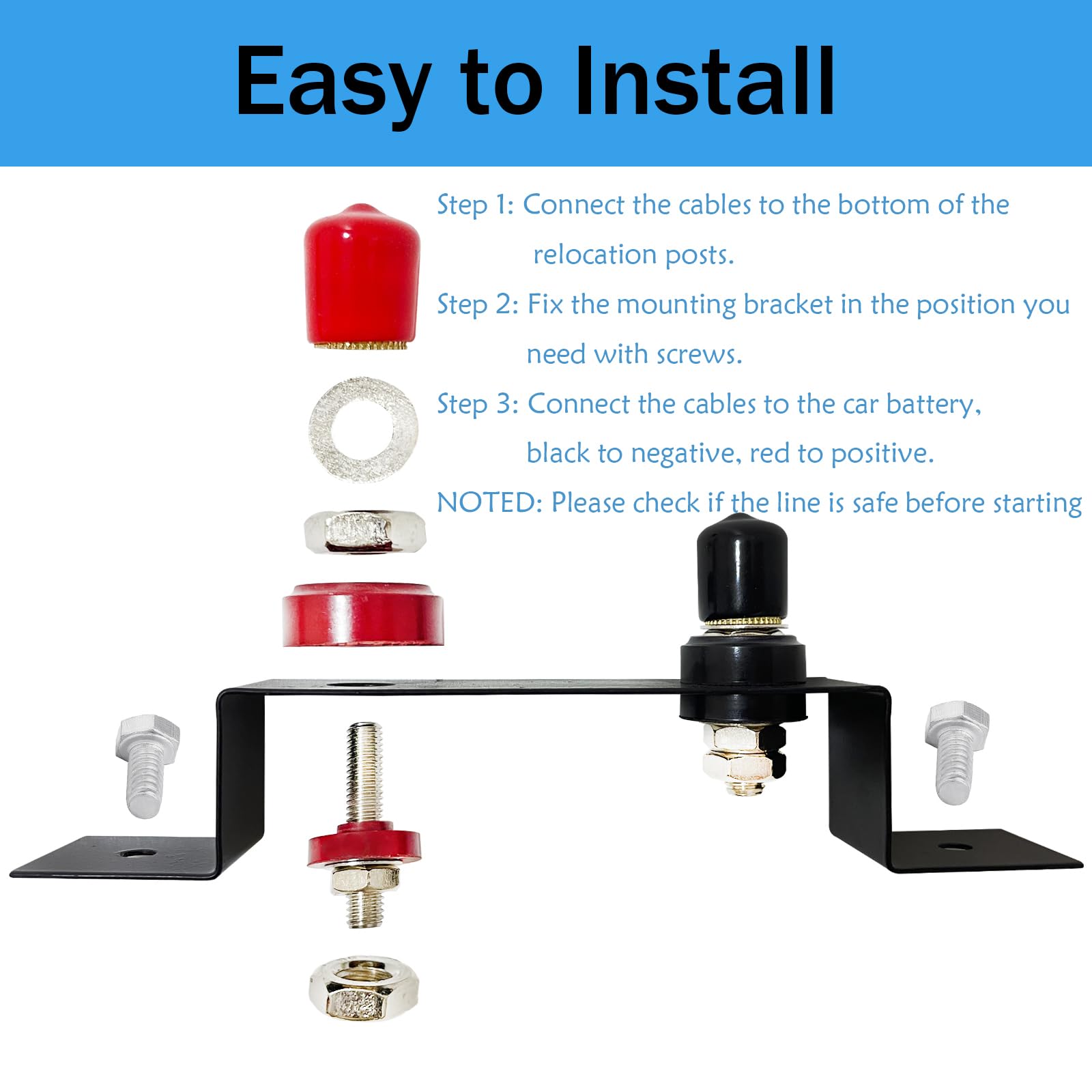 Ampper M10 Accu-afstandsbedieningsset – 12V 250A, Messing Jump Posts, Met Beugel, Voor Boot, Camper En Zonnepanelen