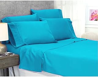 800 Thread Count Turquoise Queen Sheet Sets - Sateen Soft Pure Cotton, 6 Piece Bed Sheets - 1 Fitted Sheet, 1 Flat Sheet & 4 Pillow Cases - Stretch Up to 21 Inches Mattress