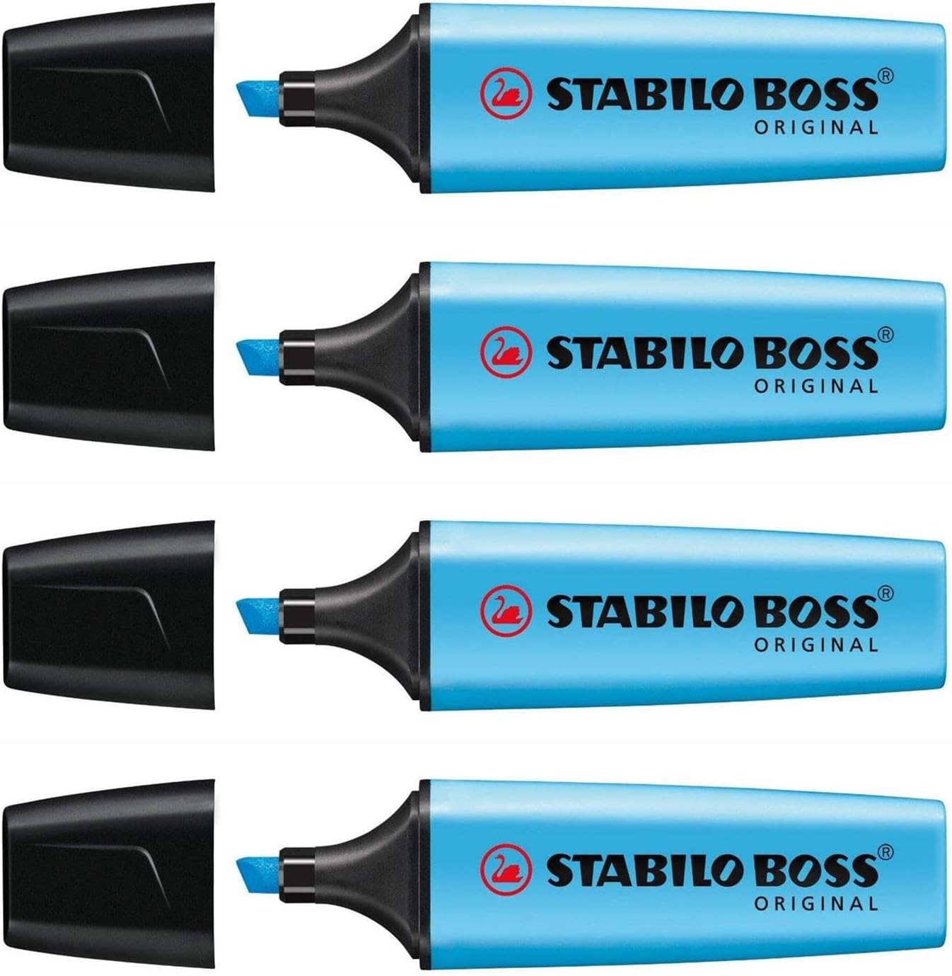 Boss Original Refillable Highlighters with Bevelled Point 2-5 mm Pack of 4 Blue