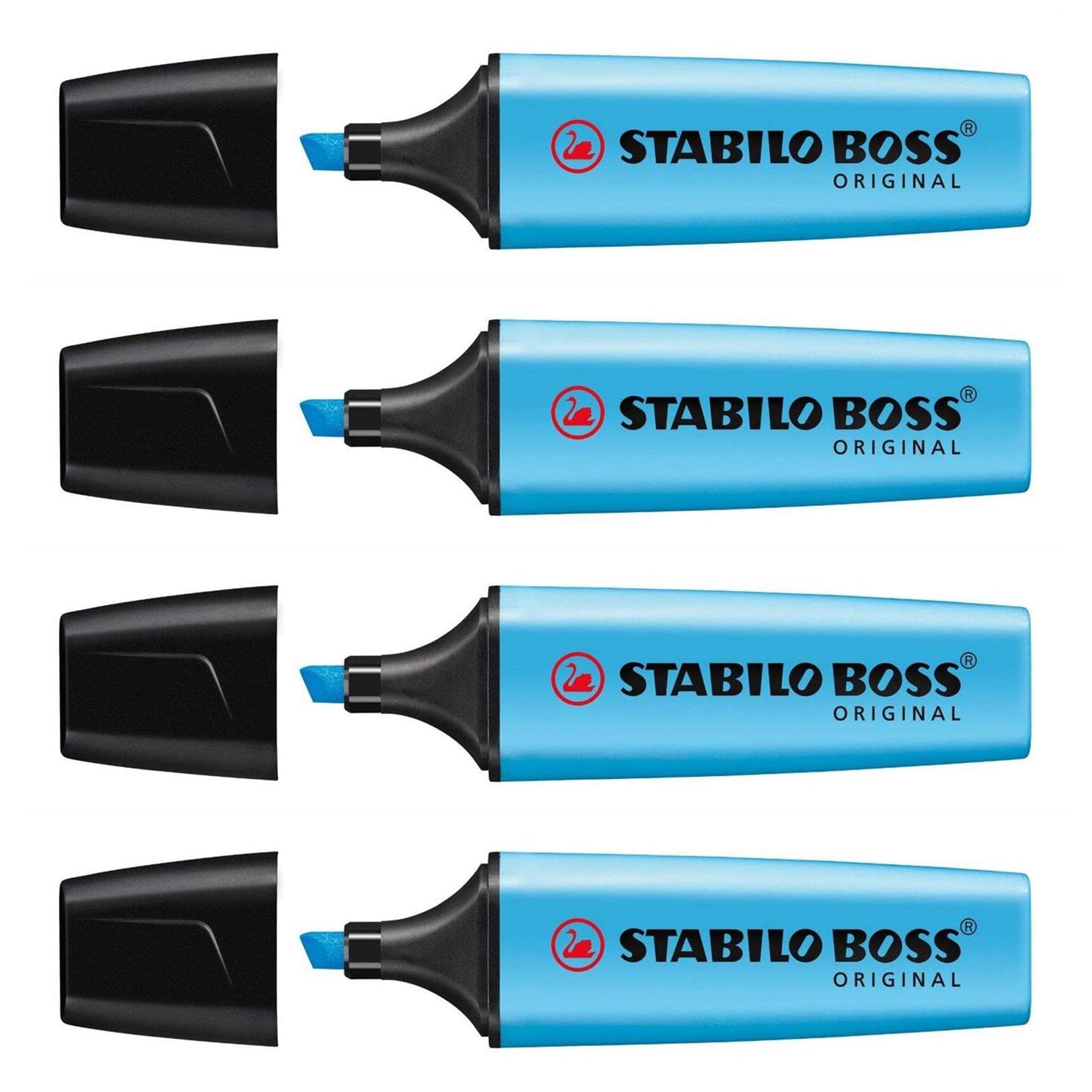 Boss Original Refillable Highlighters with Bevelled Point 2-5 mm Pack of 4 Blue