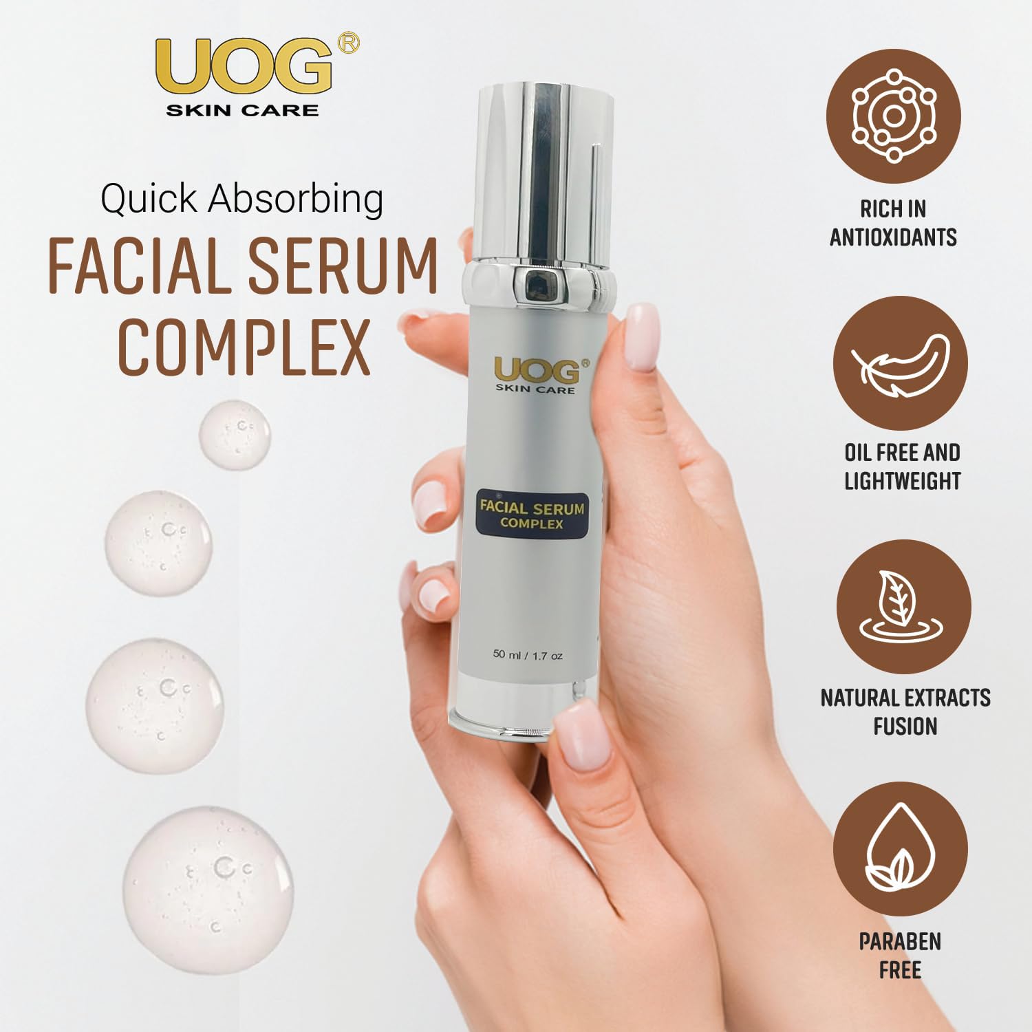 UOG (United One) Face Serum Complex – Hydrating & Firming Face Serum| Lifts, Tightens & Improves Skin Texture | Reduces Fine Lines & Wrinkles for Neck & Jawline | 30ml/1 oz