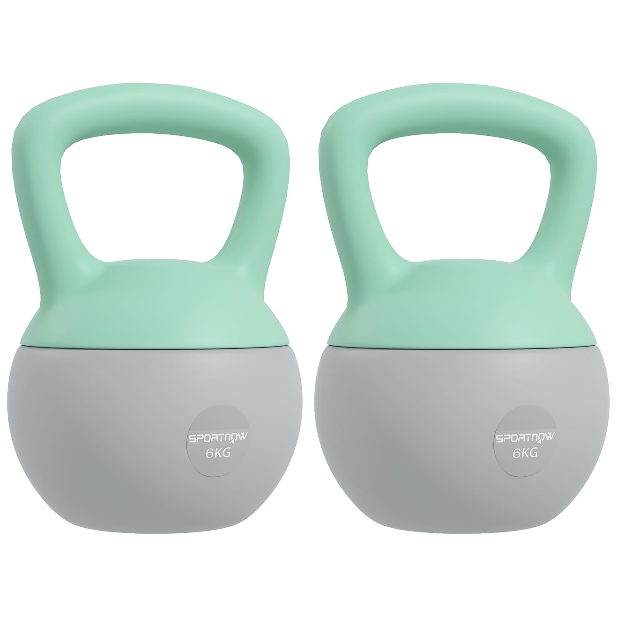 SPORTNOW 2 x 6kg Soft Kettlebell with Non-Slip Handle Grey and Green