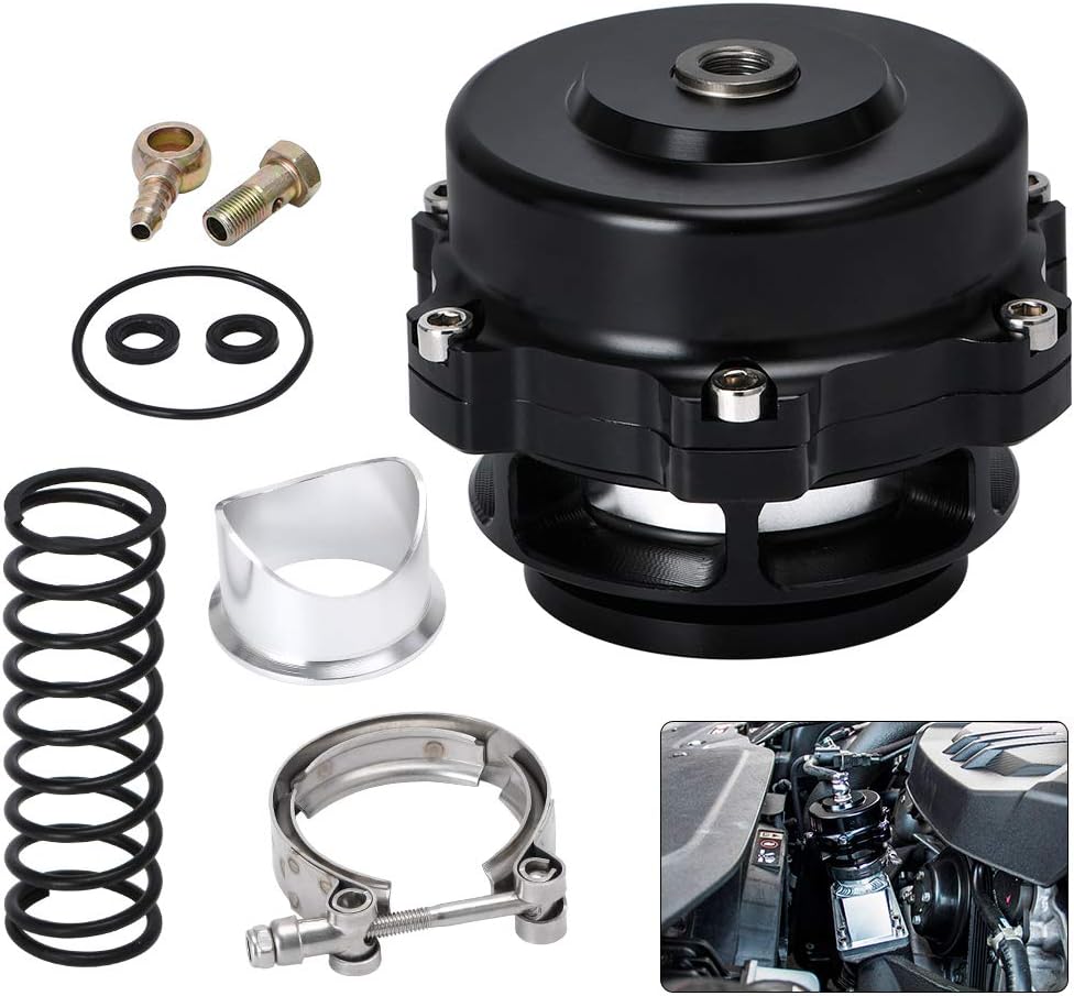 PTNHZ Universal Aluminum 50mm Blow Off Valve Dump Valve BOV with v-band Flange Black