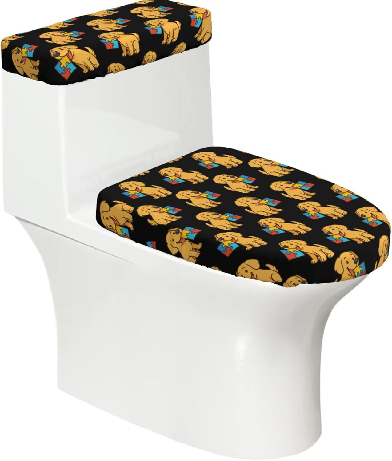 Toilet Lid Cover Set Autism Autistic Puzzle Dog