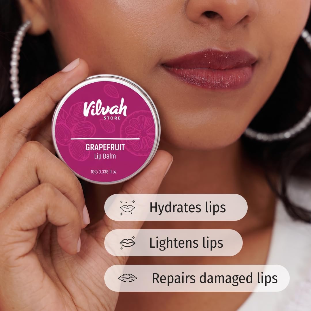 Vilvah Grapefruit Lip Balm for Dry, Chapped & Cracked Lips thumbnail 2