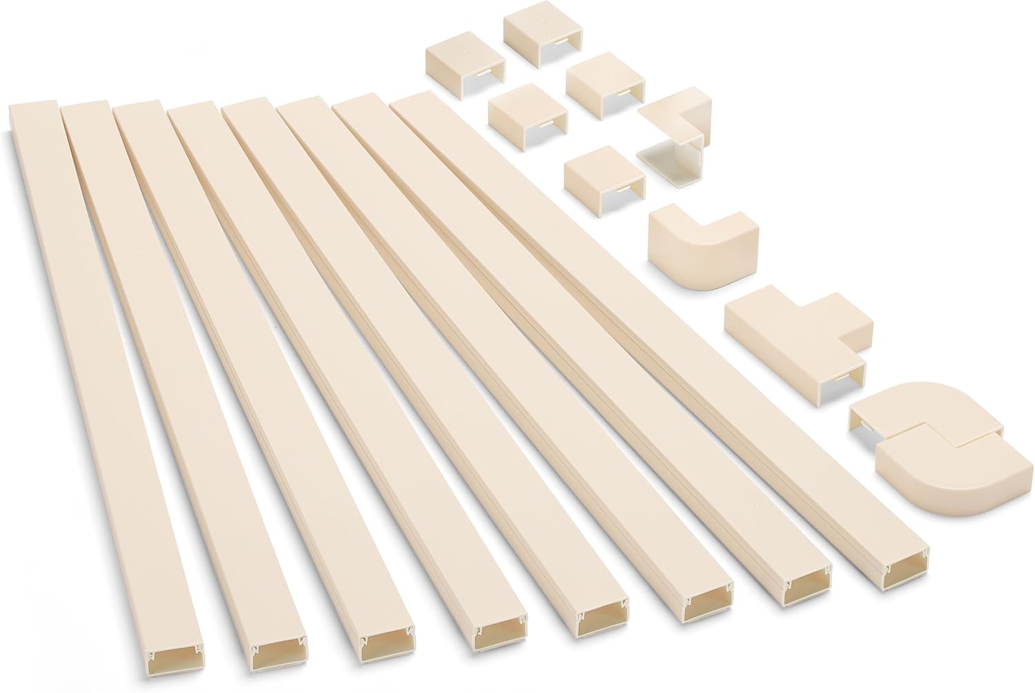 126in Cord Hider Kit, Wire Hiders for TV on Wall, Paintable Cable Management Kit, Wire Cover for Wall Mount TV, Hide Wires Along Wall, Beige Cord Cover Wall Wire Management, 8xL15.7in W0.95in H0.55in Beige Medium