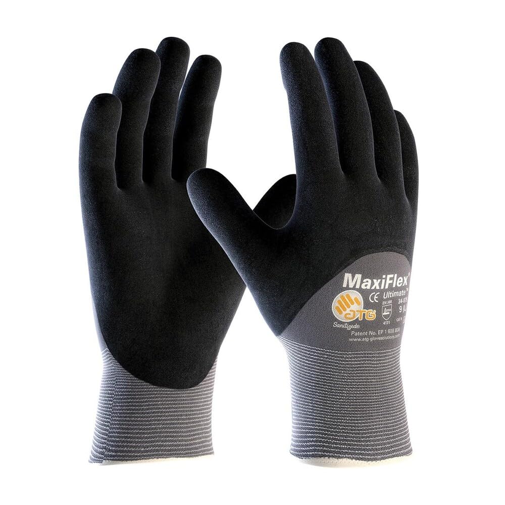 MaxiFlex Ultimate 34-875/XL sans Couture Tricot Nylon / Lycra Gant Avec Nitrile Revêtu Micro-Foam Prise Sur Palme, Doigts Et Jointures