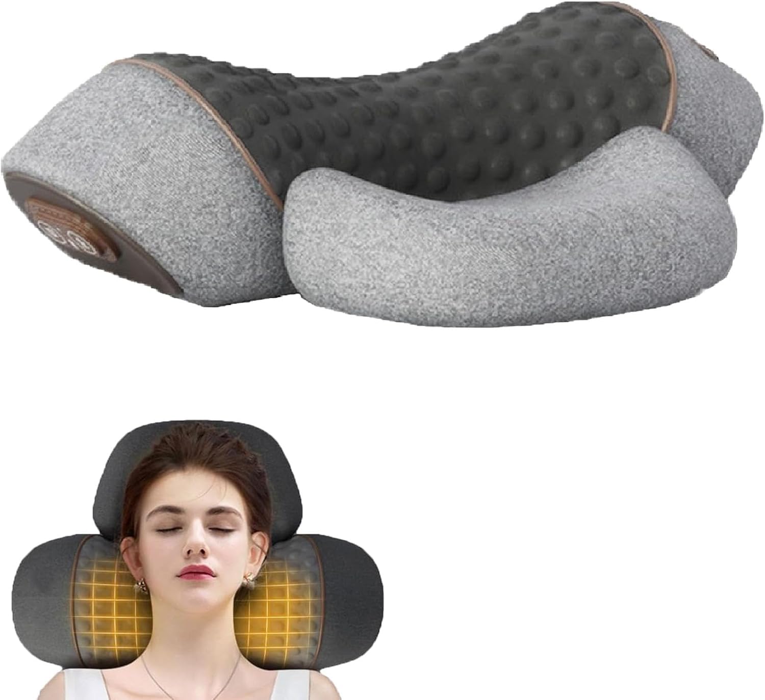 Spinea CerviCalm, Oreiller Massant Cervical Chauffant, Masseur cervical 3-en-1avec Chauffage, Intensité réglable, pour maison et bureau (Hellgrau)