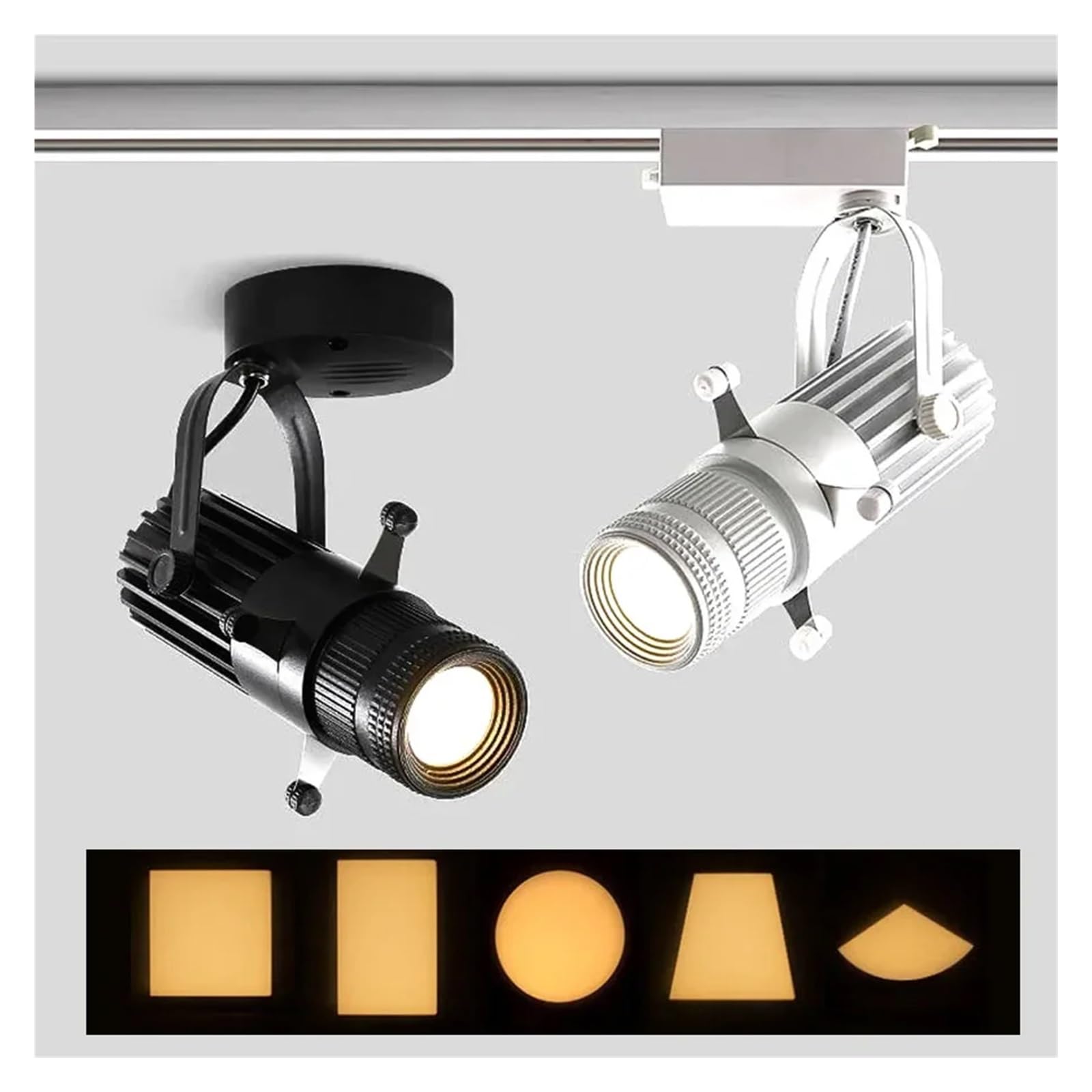 5W 10W 15W Grafika Cięcie Światło Regulowany Kwadratowy Kształt LED Szyna Reflektor Muzeum Sztuka Dekoracja Galeria Malowanie Cięcie Lampa(12w,BLACK CEILING LIGHT_6000K)