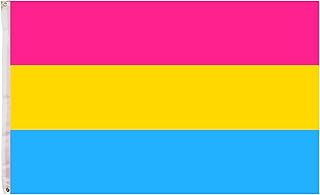 Pansexual Pride Flag,3 x 5 Foot Pan Pride Flag 100% Polyester Silk Printed,Bright and Vivid Colors,UV Fade Resistant Lesbian LGBT Rainbow Flag Gay Parade Flags with Two Brass Grommets