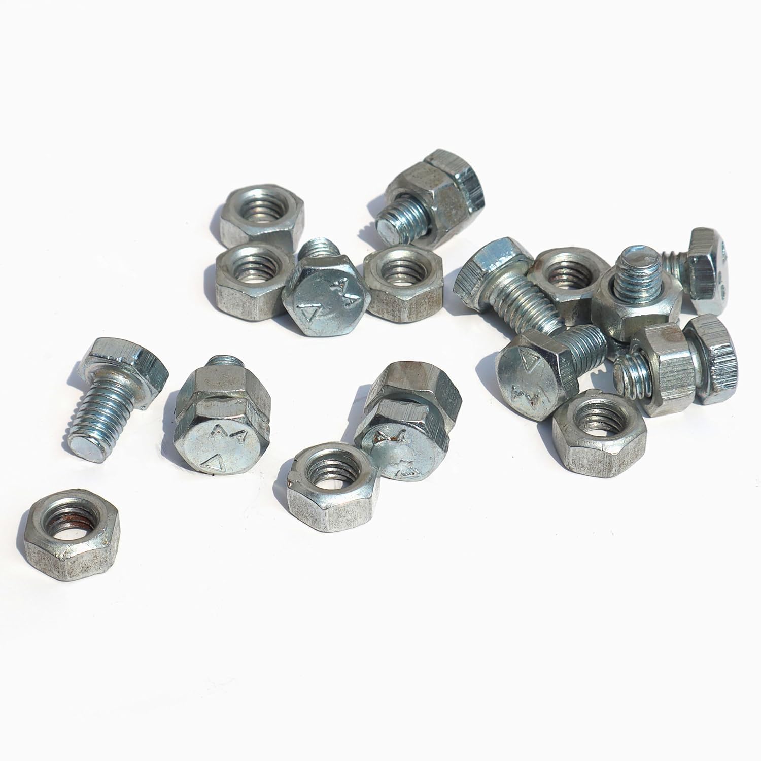 Zinc Plated Steel Hex Nut and Bolt Set, Silver, Threaded Fastener Hardware (50, M7-5MM)-image-0