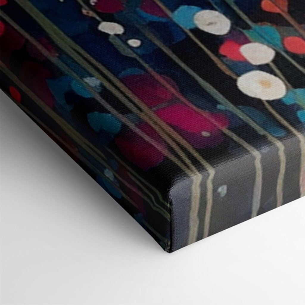 Canvas for Living room. Whispering Meadows: Alicia's Tapestry of Gold and Midnight Blue, 27 x 18 inch Canvas Wall Art - Ready to Hang - 69x46 cm (27x18 inch)