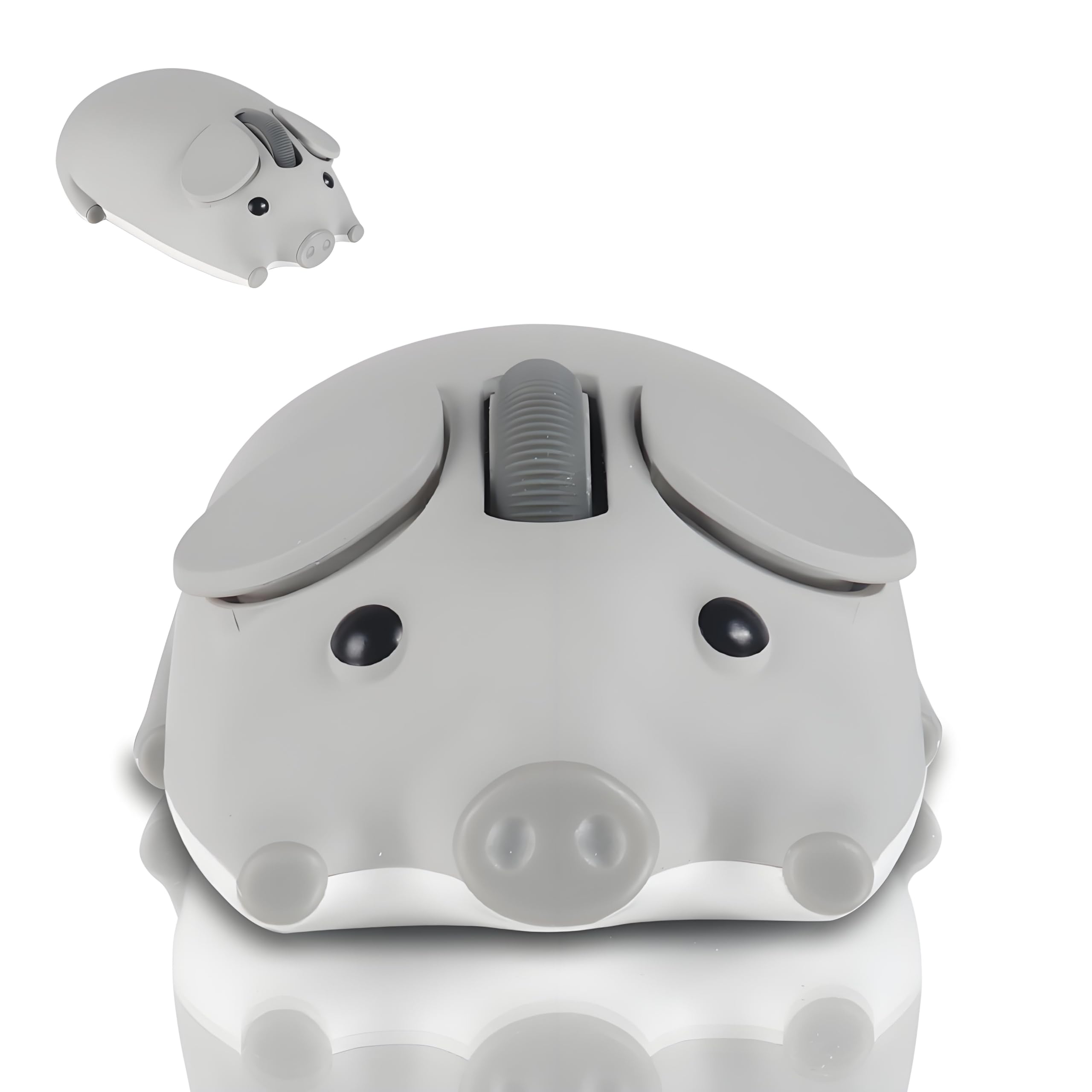 Cute Pig Design Wireless Mouse - Dual Mode Bluetooth & USB, Silent Operation, Ergonomic, Ideal for Laptops & PCs, for Animal Lovers and Family (Gray)-image-6