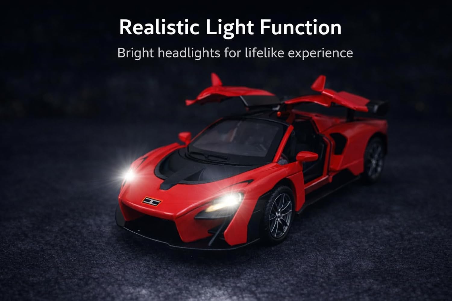 TEC TAVAKKAL 1:36 Scale Diecast Metal Toy Car with Openable Doors, Pull-Back Action, LED Lights & Music – Premium Mini Sports Car Model for Kids & Collectors (Mclaren Senna Red) — Amazon image 7