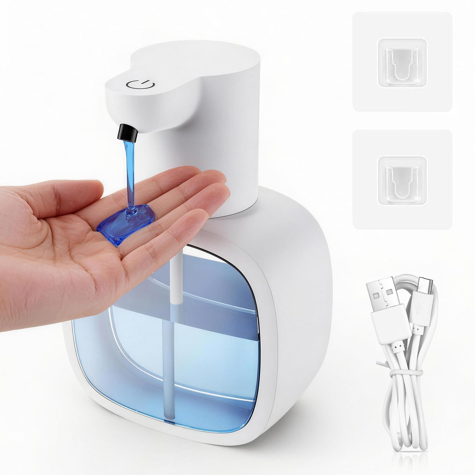 Dispenser Sapone Bagno 500ml, Dispenser di Sapone Automatico Elettrico con Sensore, Parete, 4 Livelli Regolabili, IPX5 Impermeabile, Ideale per Cucina e Bagno, Bianco