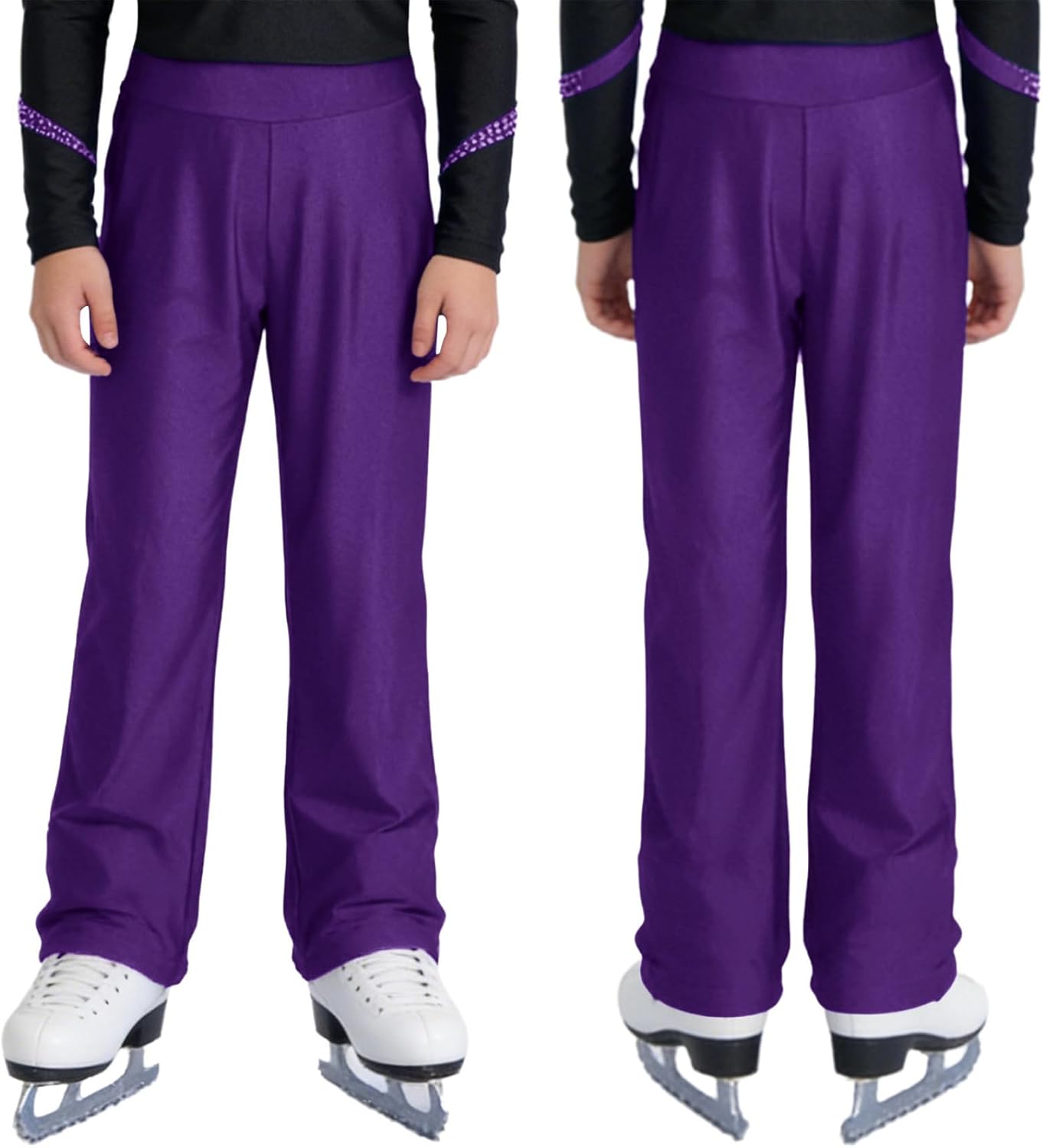 JEYPINMI Boys Straight-Leg Pants Gymnastic Yoga Workout Figure Skating Pants for Competition Costume Practice Trousers